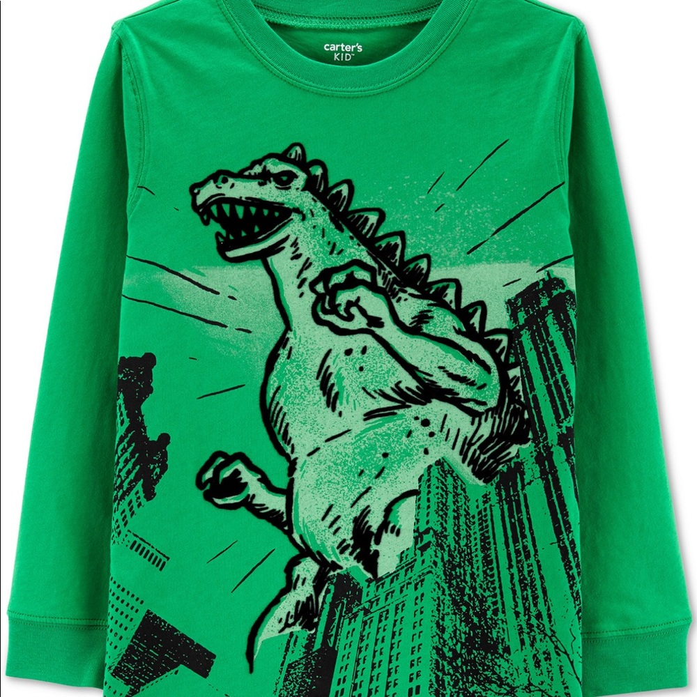 Boys Dinosaur Print Cotton Long-sleeve Shirt